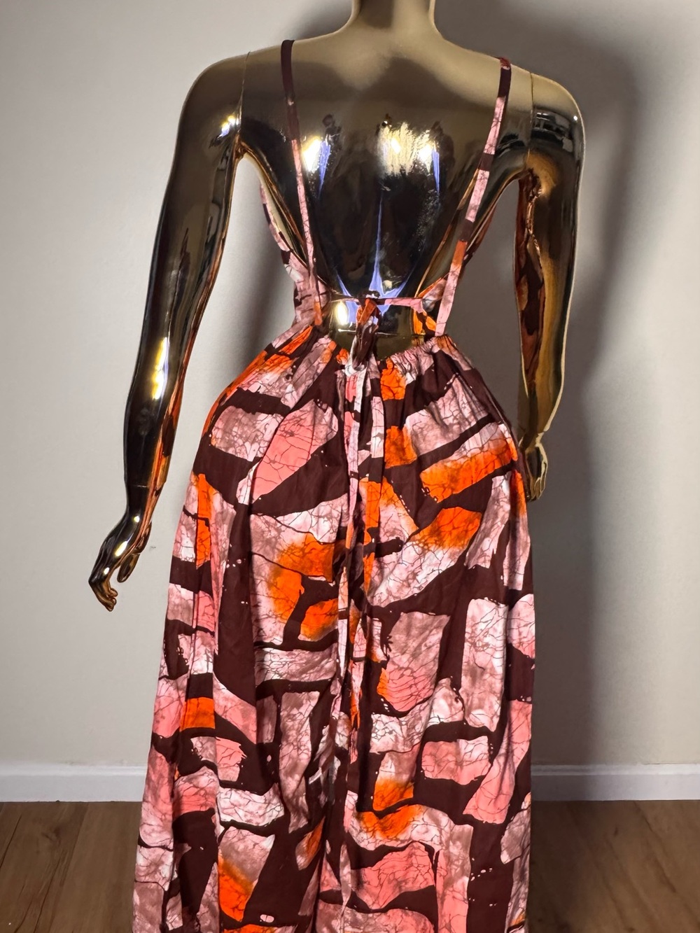 Halter-Neck Wide-Leg Jumpsuit in Rust Multi Print - Picture 8 of 15